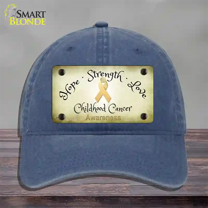 Childhood Cancer Ribbon Novelty License Plate Hat Unconstructed Cotton / Navy