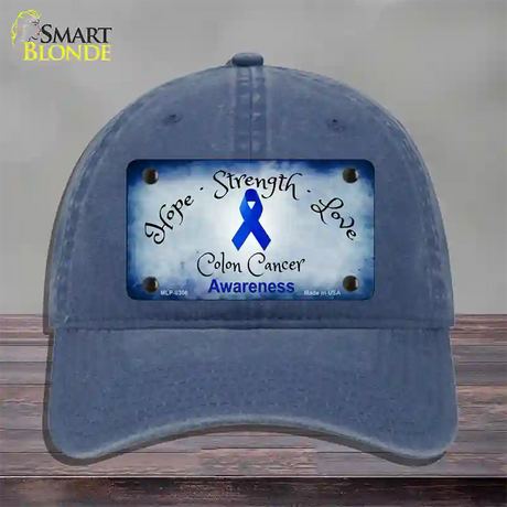 Colon Cancer Ribbon Novelty License Plate Hat Unconstructed Cotton / Navy