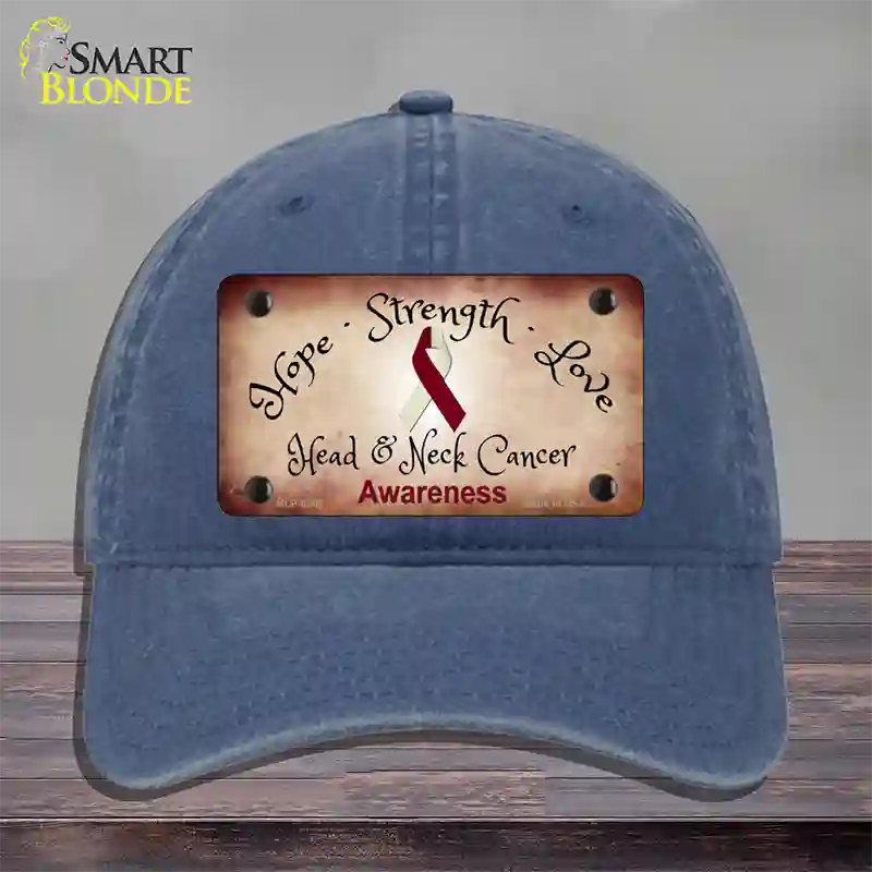 Head and Neck Cancer Ribbon Novelty License Plate Hat Unconstructed Cotton / Navy