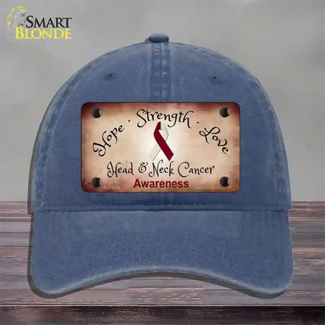 Head and Neck Cancer Ribbon Novelty License Plate Hat Unconstructed Cotton / Navy