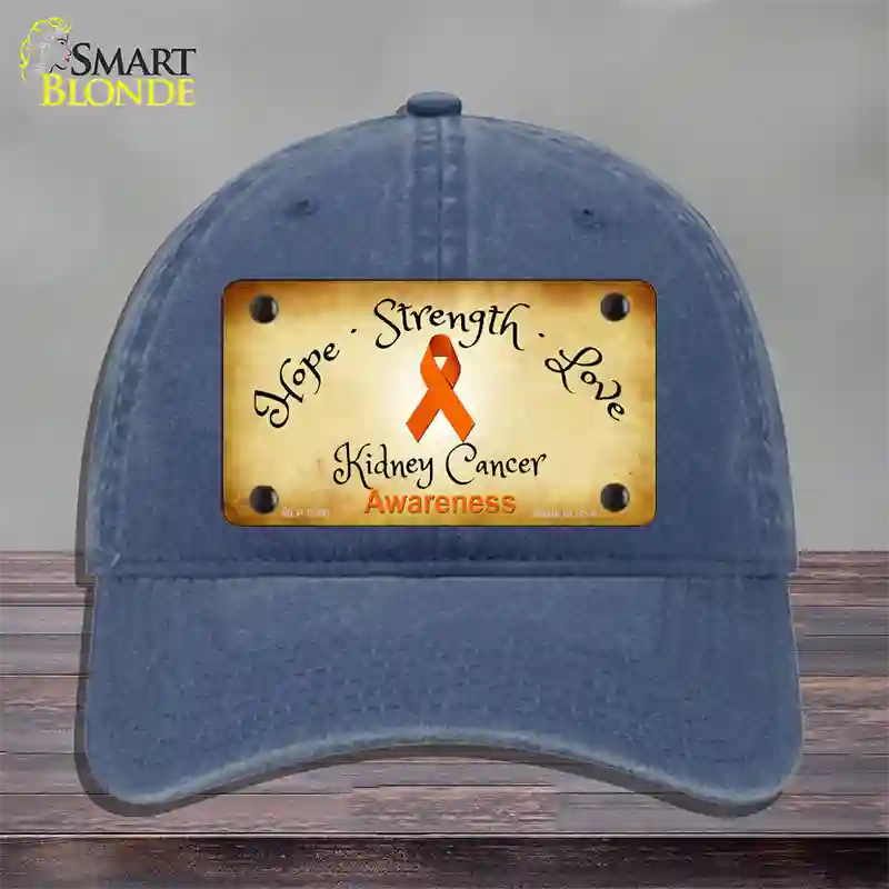 Kidney Cancer Ribbon Novelty License Plate Hat Unconstructed Cotton / Navy