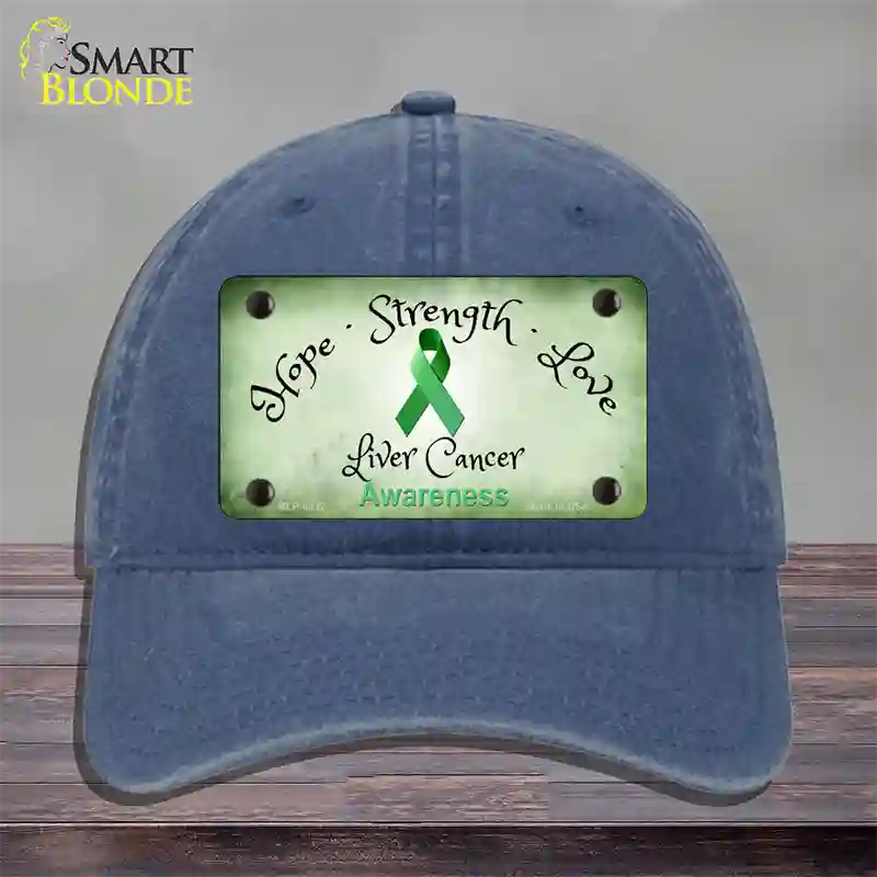 Liver Cancer Ribbon Novelty License Plate Hat Unconstructed Cotton / Navy