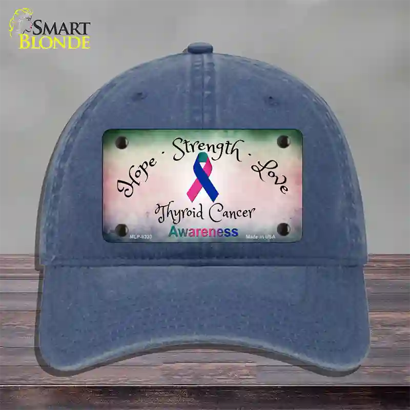 Thyroid Cancer Ribbon Novelty License Plate Hat Unconstructed Cotton / Navy