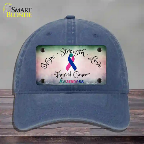 Thyroid Cancer Ribbon Novelty License Plate Hat Unconstructed Cotton / Navy