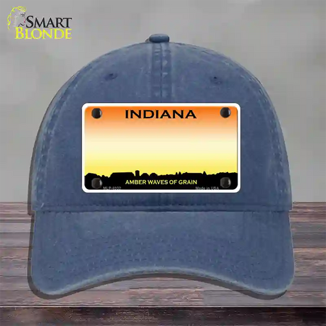 Indiana Amber Blank Novelty License Plate Hat Unconstructed Cotton / Navy