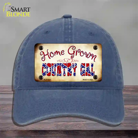 Home Grown Country Gal Novelty License Plate Hat Unconstructed Cotton / Navy