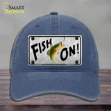 Fish On Novelty License Plate Hat Unconstructed Cotton / Navy