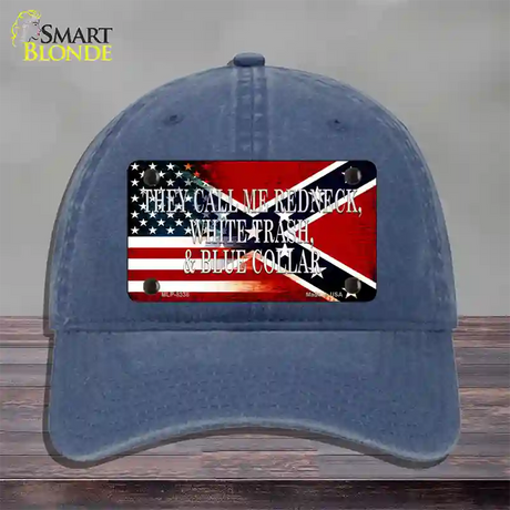 They Call Me Redneck Novelty License Plate Hat Unconstructed Cotton / Navy