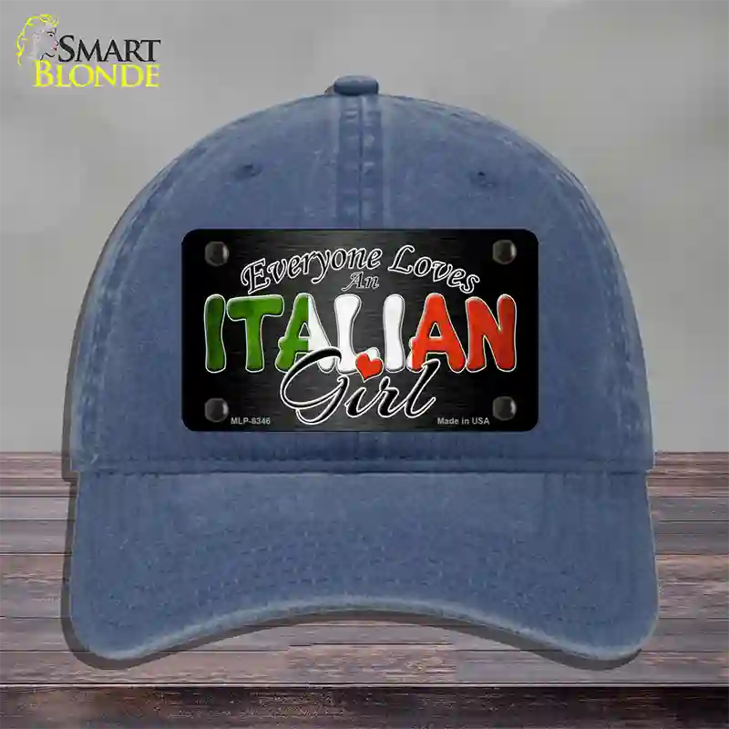 Everyone Loves An Italian Girl Novelty License Plate Hat Unconstructed Cotton / Navy