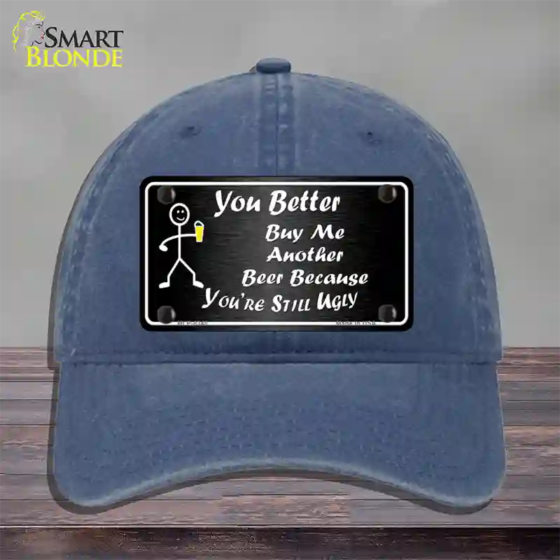 Buy Me Another Beer Novelty License Plate Hat Unconstructed Cotton / Navy