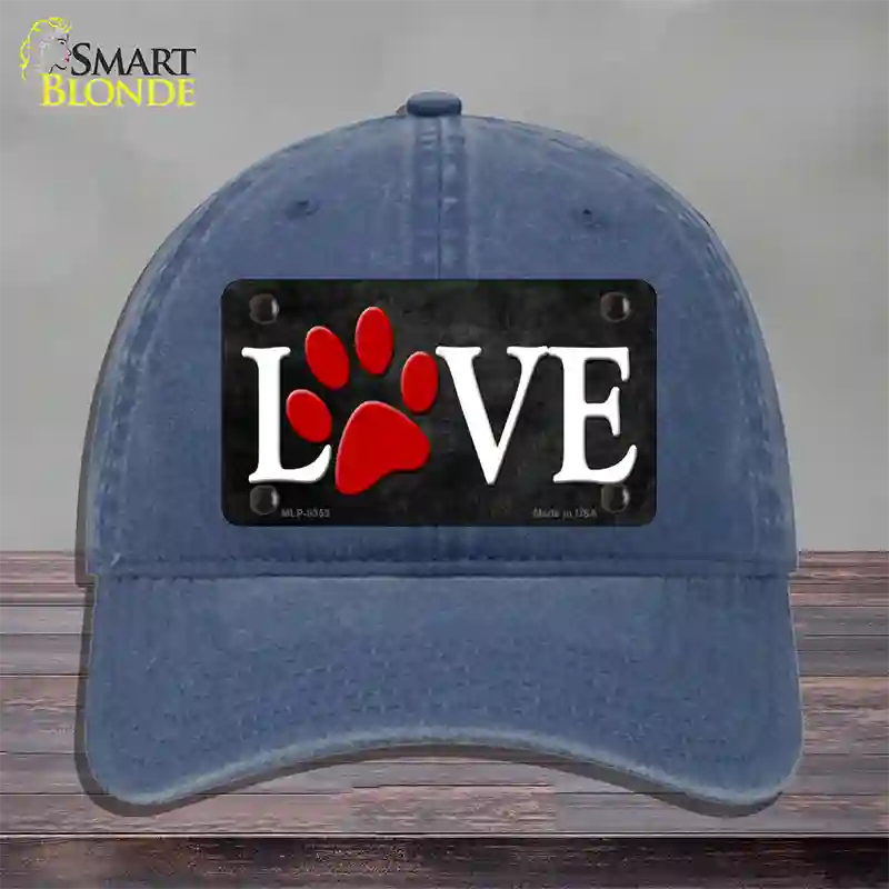 Love Paw Novelty License Plate Hat Unconstructed Cotton / Navy