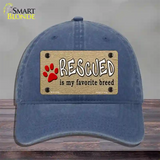 Rescued Is My Favorite Novelty License Plate Hat Unconstructed Cotton / Navy