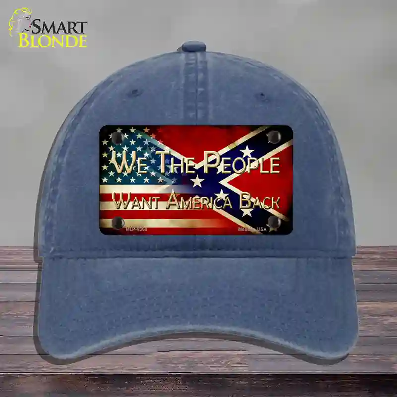 We The People American Confederate Novelty License Plate Hat Unconstructed Cotton / Navy