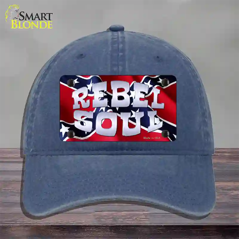 Rebel Soul Novelty License Plate Hat Unconstructed Cotton / Navy