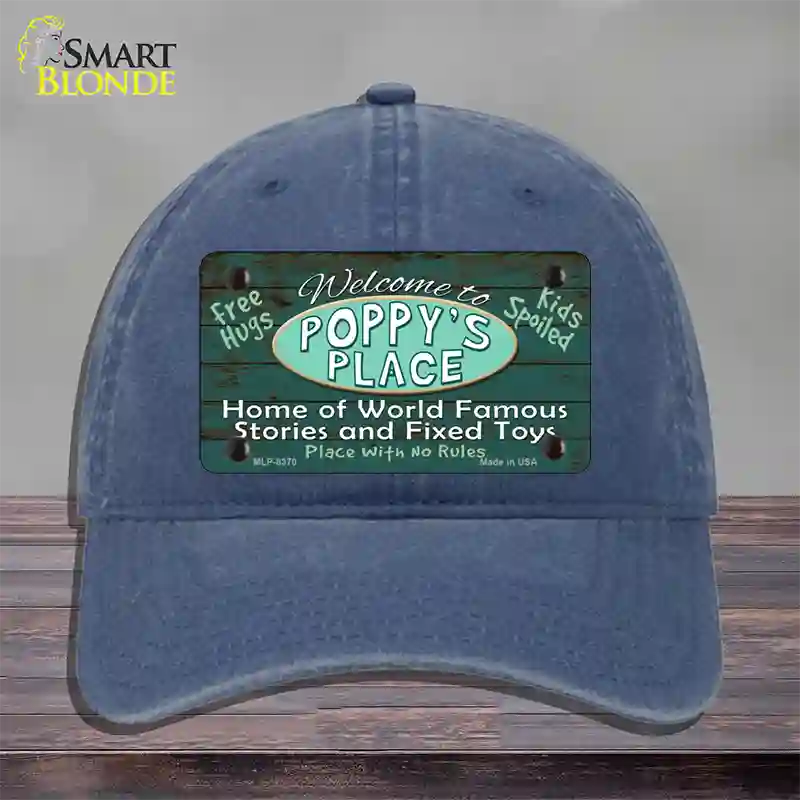 Poppys Place Novelty License Plate Hat Unconstructed Cotton / Navy