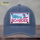 Snow Boarder Girl Novelty License Plate Hat Unconstructed Cotton / Navy