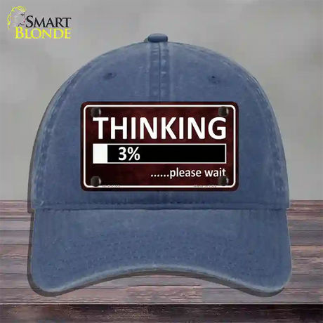 Thinking Please Wait Novelty License Plate Hat Unconstructed Cotton / Navy