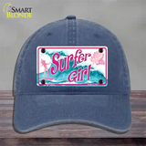 Surfer Girl Novelty License Plate Hat Unconstructed Cotton / Navy