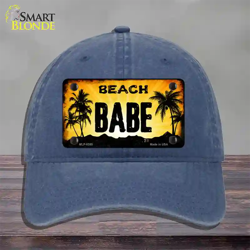 Beach Babe Novelty License Plate Hat Unconstructed Cotton / Navy