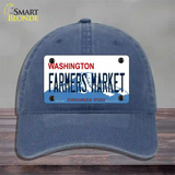 Farmers Market Washington Novelty License Plate Hat Unconstructed Cotton / Navy