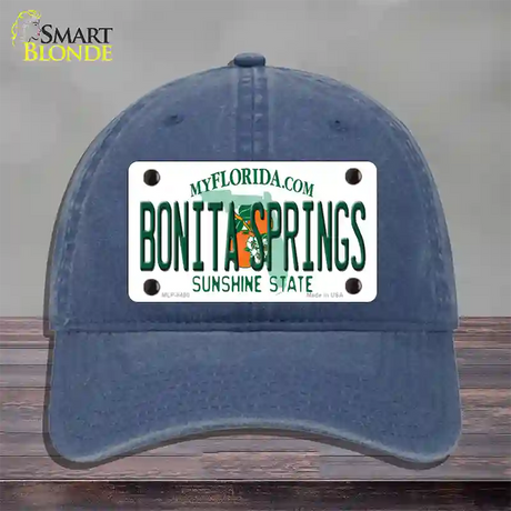 Bonita Springs Florida Novelty License Plate Hat Unconstructed Cotton / Navy