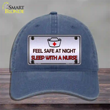 Feel Safe At Night Novelty License Plate Hat Unconstructed Cotton / Navy