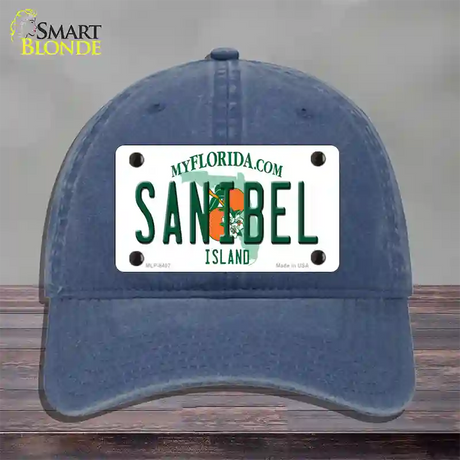 Sanibel Florida Novelty License Plate Hat Unconstructed Cotton / Navy