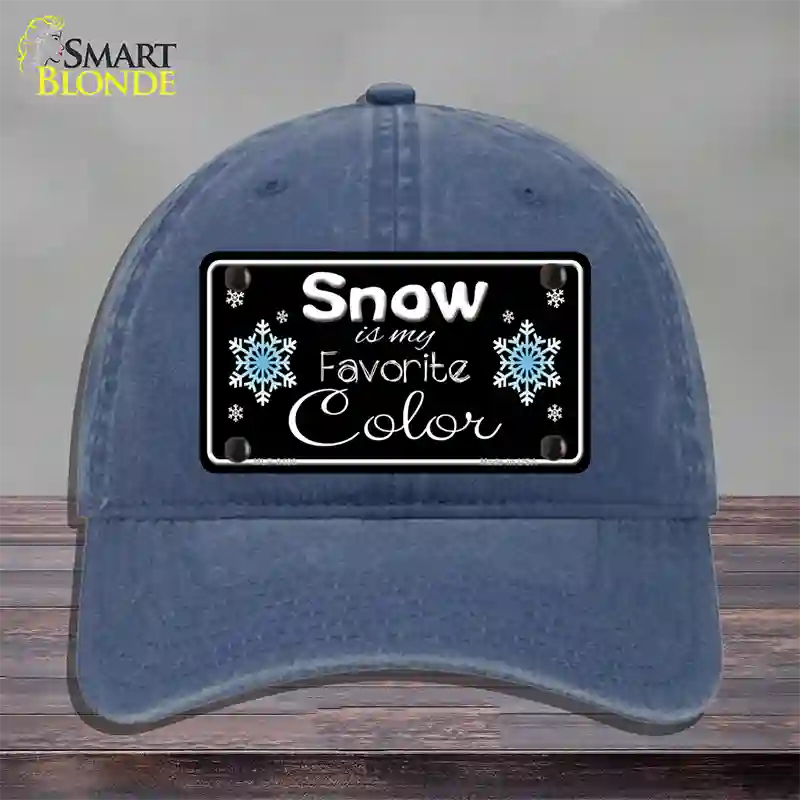 Snow Is My Favorite Color Novelty License Plate Hat Unconstructed Cotton / Navy