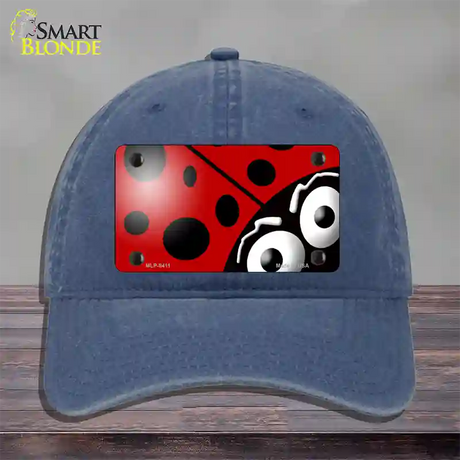 Lady Bug Novelty License Plate Hat Unconstructed Cotton / Navy