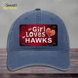 This Girl Loves Her Hawks Novelty License Plate Hat Unconstructed Cotton / Navy