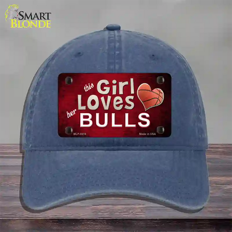 This Girl Loves Her Bulls Novelty License Plate Hat Unconstructed Cotton / Navy