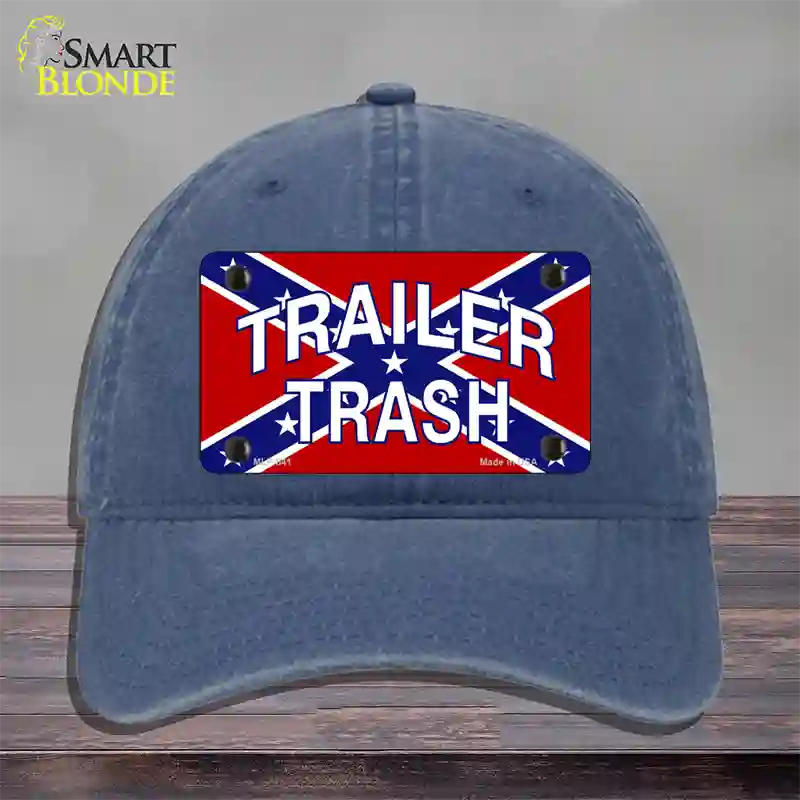 Trailer Trash Confederate Flag Novelty License Plate Hat Unconstructed Cotton / Navy