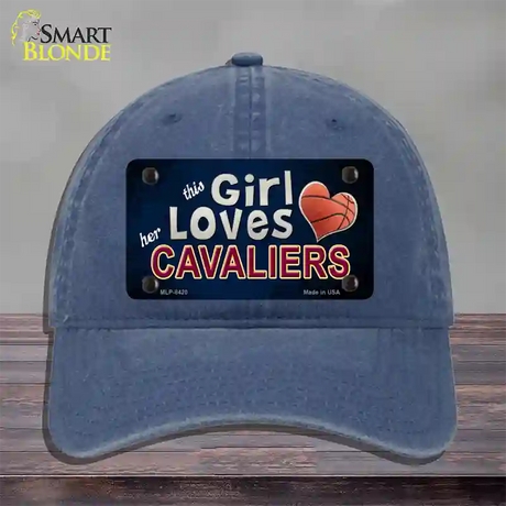 This Girl Loves Her Cavaliers Novelty License Plate Hat Unconstructed Cotton / Navy