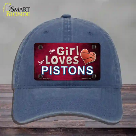 This Girl Loves Her Pistons Novelty License Plate Hat Unconstructed Cotton / Navy