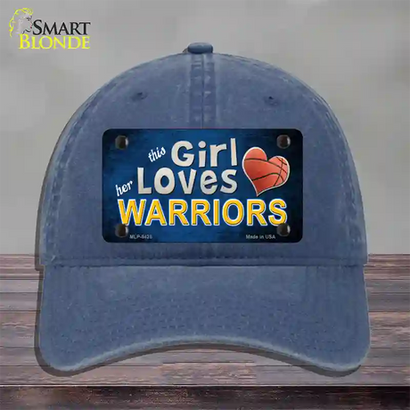 This Girl Loves Her Warriors Novelty License Plate Hat Unconstructed Cotton / Navy