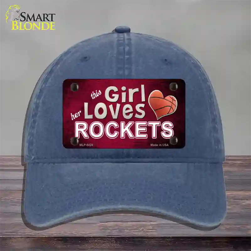 This Girl Loves Her Rockets Novelty License Plate Hat Unconstructed Cotton / Navy