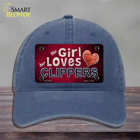 This Girl Loves Her Clippers Novelty License Plate Hat Unconstructed Cotton / Navy