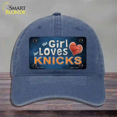 This Girl Loves Her Knicks Novelty License Plate Hat Unconstructed Cotton / Navy