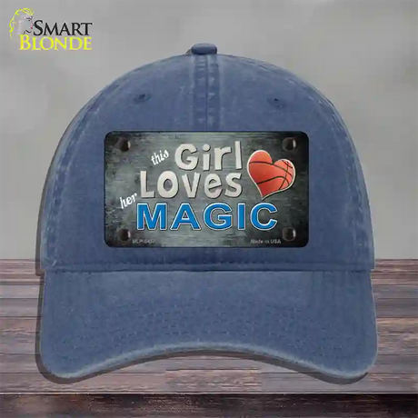 This Girl Loves Her Magic Novelty License Plate Hat Unconstructed Cotton / Navy