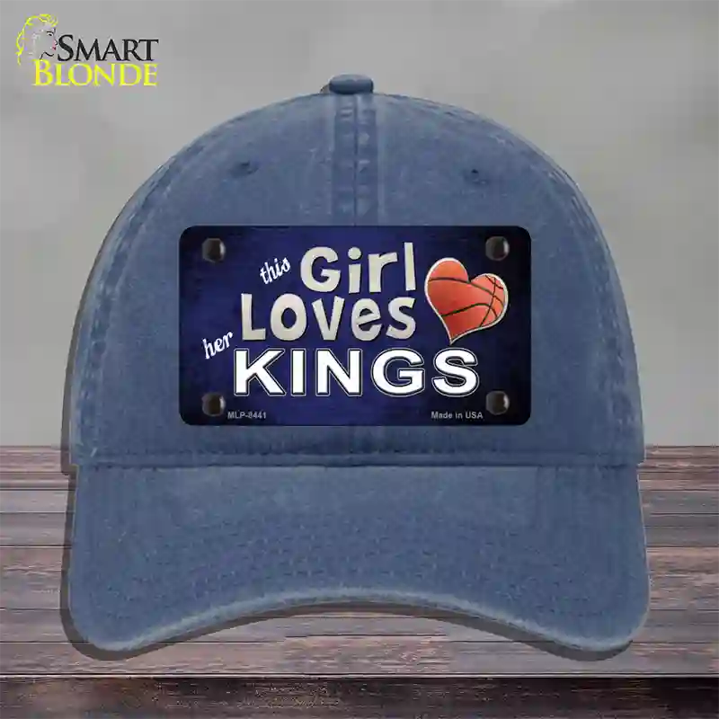 This Girl Loves Her Kings Novelty License Plate Hat Unconstructed Cotton / Navy