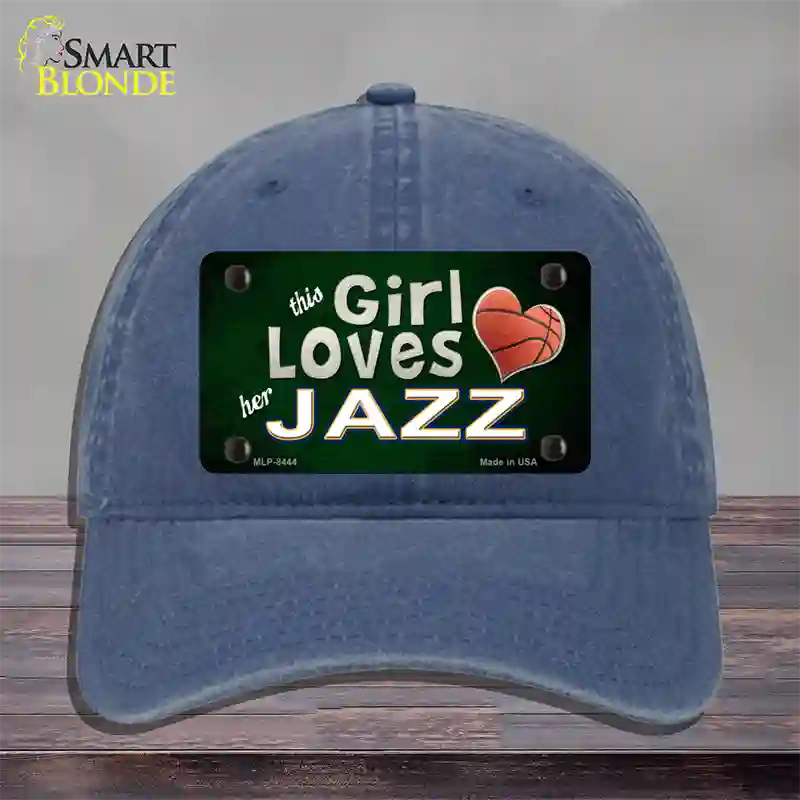 This Girl Loves Her Jazz Novelty License Plate Hat Unconstructed Cotton / Navy