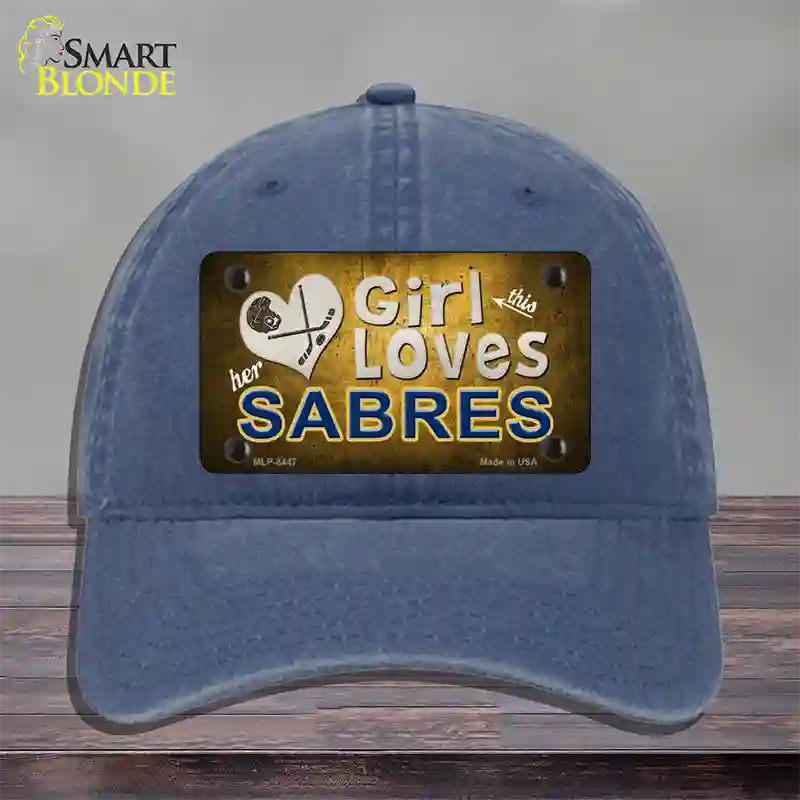 This Girl Loves Her Sabres Novelty License Plate Hat Unconstructed Cotton / Navy