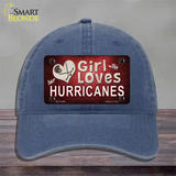 This Girl Loves Her Hurricanes Novelty License Plate Hat Unconstructed Cotton / Navy