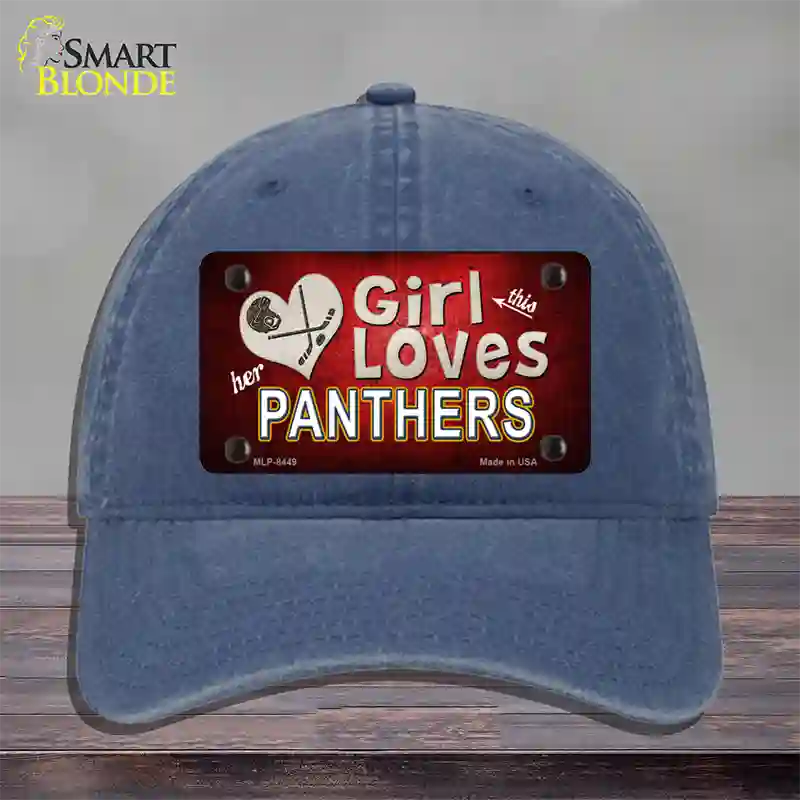 This Girl Loves Her Panthers Hockey Novelty License Plate Hat Unconstructed Cotton / Navy