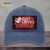 This Girl Loves Her Devils Novelty License Plate Hat Unconstructed Cotton / Navy