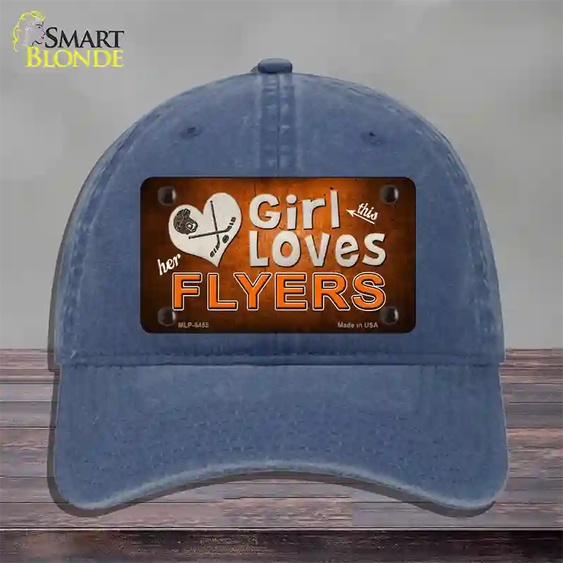 This Girl Loves Her Flyers Novelty License Plate Hat Unconstructed Cotton / Navy