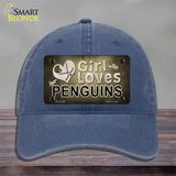 This Girl Loves Her Penguins Novelty License Plate Hat Unconstructed Cotton / Navy