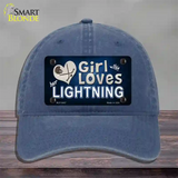 This Girl Loves Her Lightning Novelty License Plate Hat Unconstructed Cotton / Navy