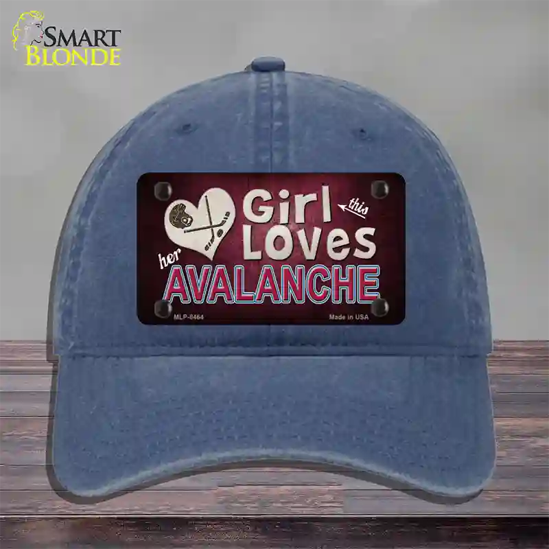 This Girl Loves Her Avalanche Novelty License Plate Hat Unconstructed Cotton / Navy