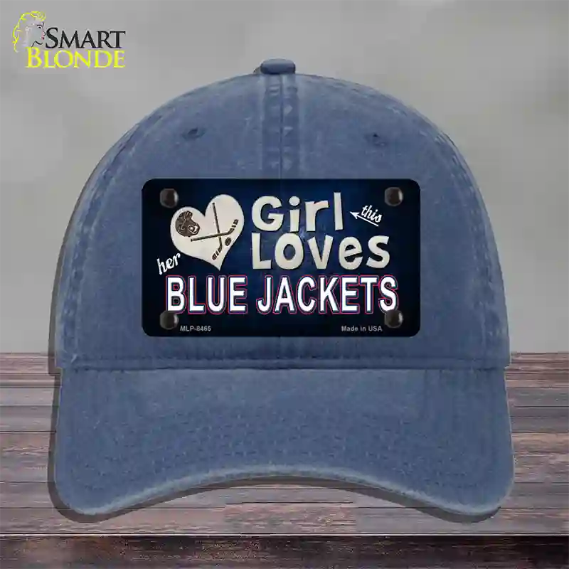 This Girl Loves Her Blue Jackets Novelty License Plate Hat Unconstructed Cotton / Navy